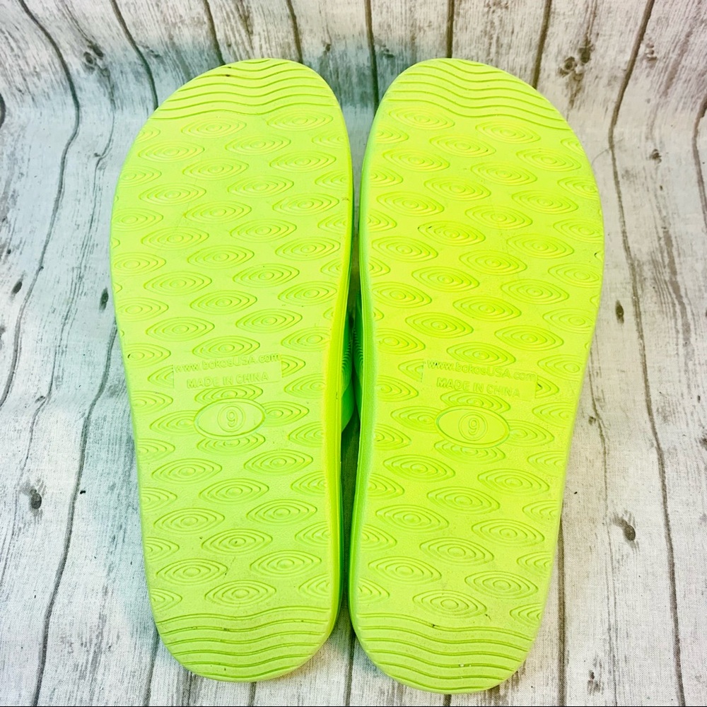 Bokos Slides Lime Green Size 9 - Picture 4 of 9